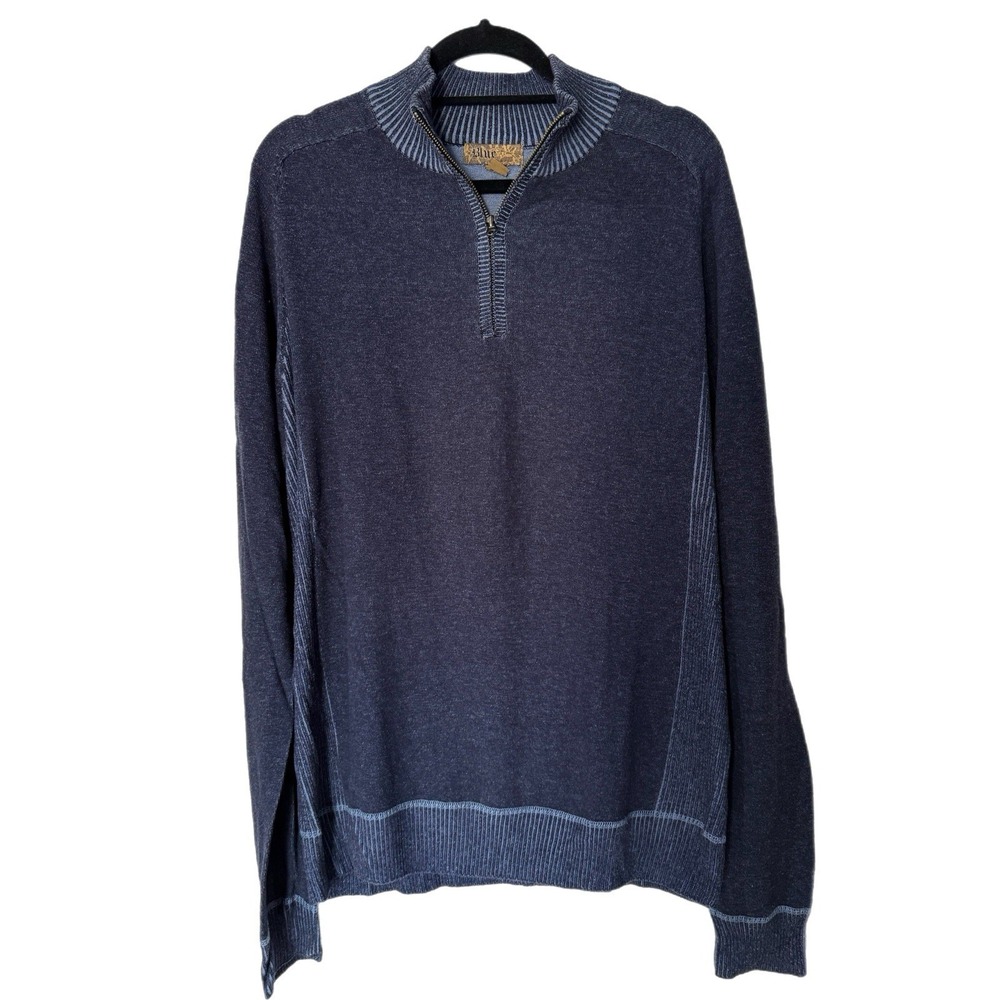 Pronto Uomo Sweater Men XL Extra Large Navy Blue 1/4 Zip Mock Neck Acrylic Blend